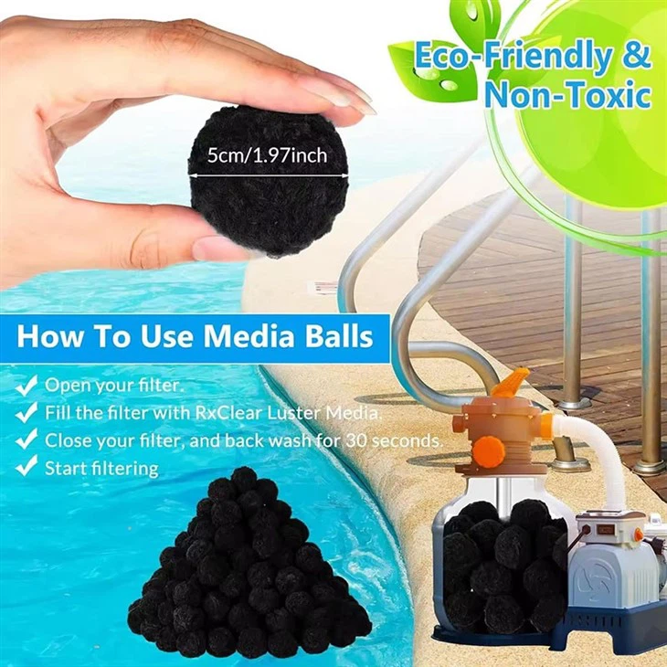 4.6 Lbs Pool Filter Balls Reusable Sand Filter Media Black Filter Balls For Swimming Pool Filter Pump Aquarium